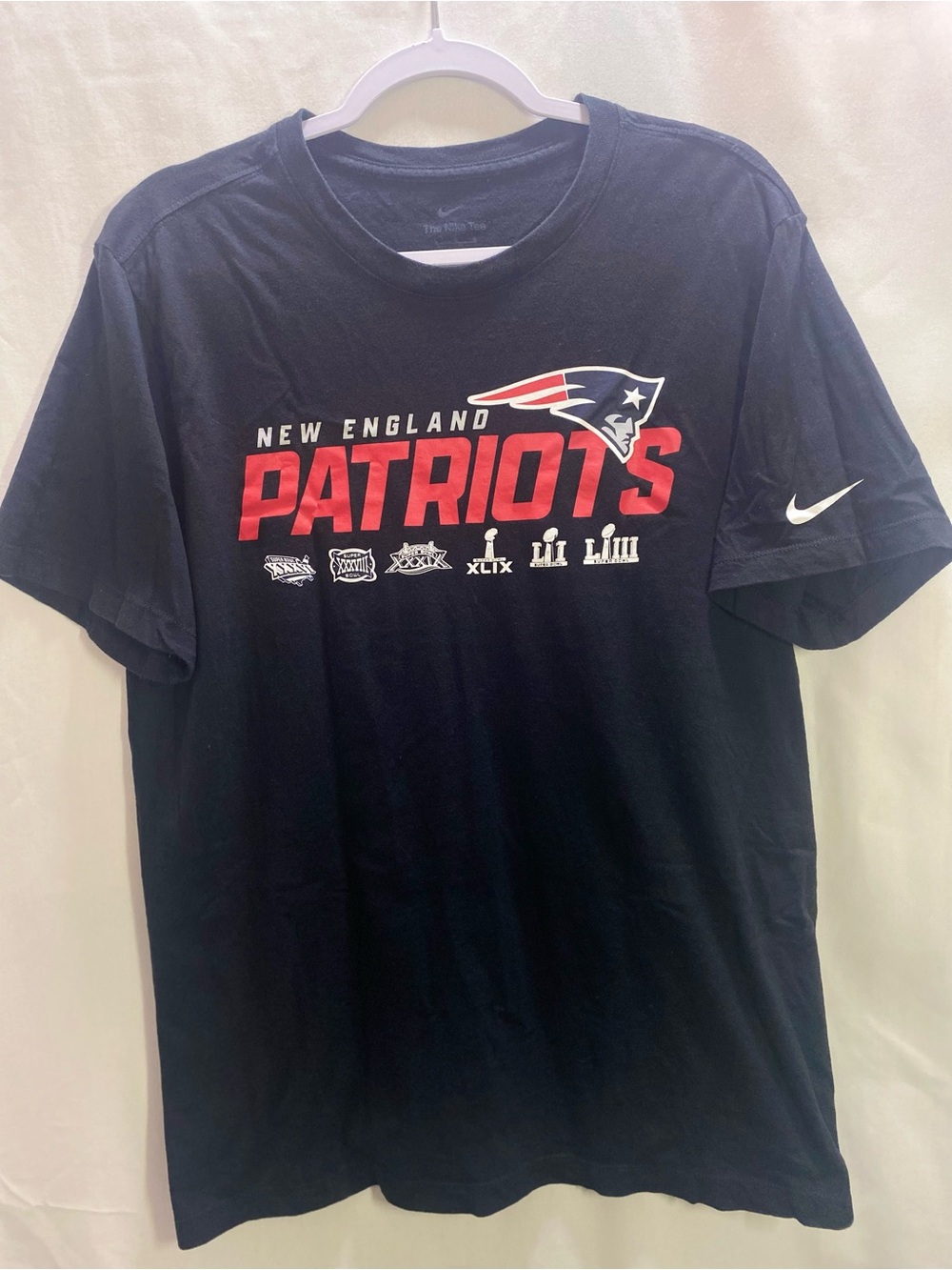 Nike New England Patriots NFL T-Shirt Super Bowl Champions Navy Mens Large